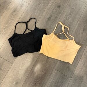 CALIA by Carrie Underwood Dark Gray and Pale Orange Sports Bras